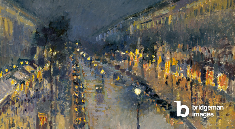 Boulevard Montmartre di notte, di Camille Pissarro