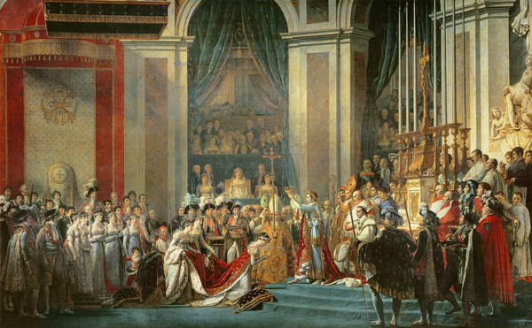 The Consecration of the Emperor Napoleon (1769-1821) and the Coronation of the Empress Josephine (1763-1814) by Pope Pius VII, 2nd December 1804, 1806-7 (oil on canvas), Jacques Louis David (1748-1825) / Louvre, Paris, France