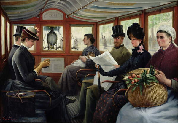 Sull'Omnibus, 1880 (olio su tela), Maurice Delondre, (XIX secolo) / Musee de la Ville de Paris, Musee Carnavalet, Paris, France / Bridgeman Image