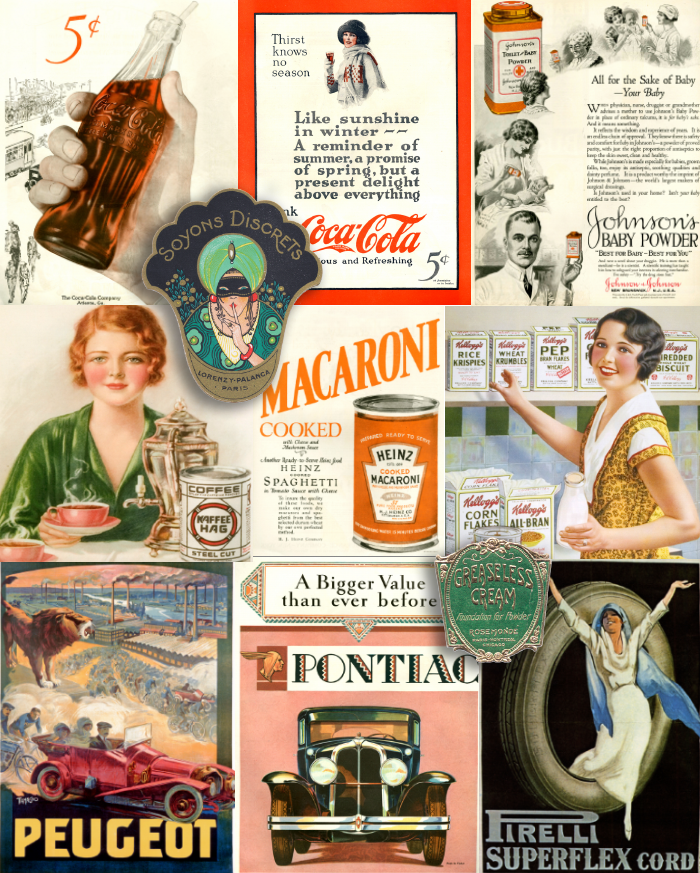 Immagini e fotografie di posters, etichette e pubblicità degli Anni Venti