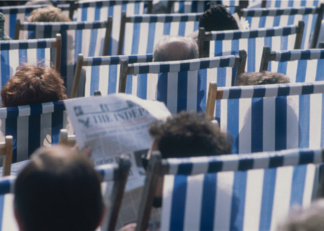 People in Deckchairs,Dick Scott  Stewart, (20th century) / Private Collection / © Special Photographers Archive 