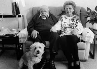 Elderly Couple with Pet Dog, Jones, Jeanette (b.1944) / Private Collection / © Special Photographers Archive