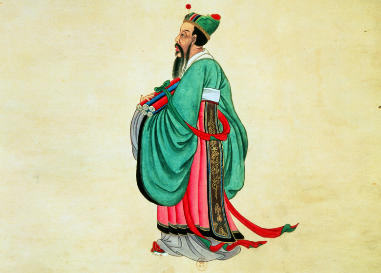 Portrait of Confucius (c.551-479 BC) (gouache on paper scroll), 17th century Chinese School