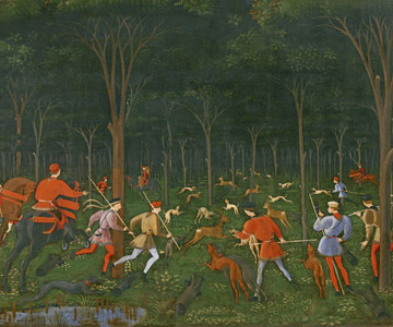 The Hunt in the Forest (detail) c.1465-70 (oil on panel)/ Paolo Uccello (1397-1475) 