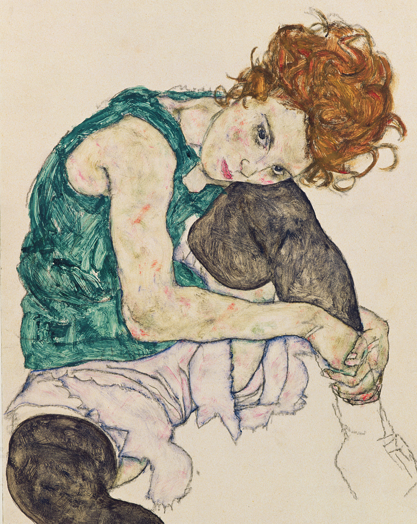 Seated Woman with Bent Knee/ Egon Schiele