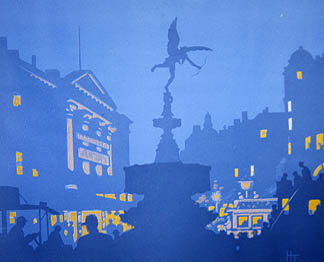 Piccadilly Circus (colour woodcut) by John Hall Thorpe (1874-1947) Private Collection/ Michael Parkin Gallery