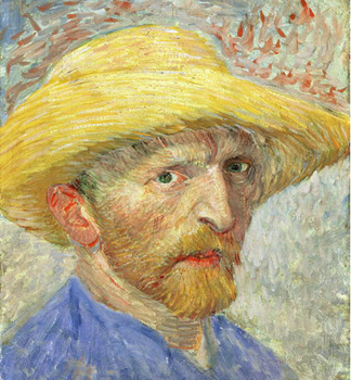 DTR114632 Self Portrait, 1887 (oil on canvas laid down on panel) by Vincent van Gogh (1853-90)/ The Detroit Institute of Arts, USA/City of Detroit Purchase