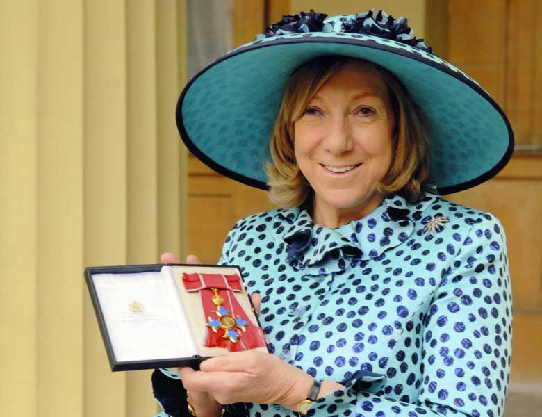 Harriet Bridgeman with her CBE medal, Buckingham Palace, 4 March 2014. 