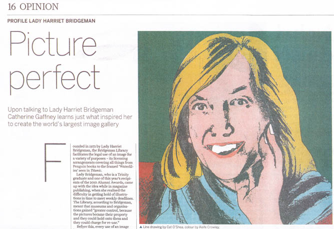 Profile of Harriet Bridgeman in Trinity News by Catherine Gaffney. 22.10.10.