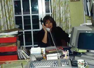 Jenny Page, Picture Research Manager at work. Early 1990s.