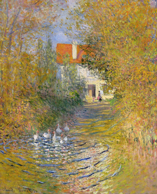 CLK339910 The Duck Pond, 1874 (oil on canvas) by Claude Monet (1840-1926)</BR>Sterling & Francine Clark Art Institute, Williamstown, USA