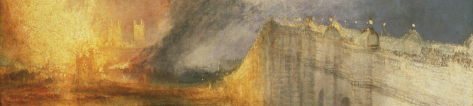 (detail) The Burning of the Houses of Lords and Commons, 16th October, 1834 (oil on canvas) by J.W.M. Turner