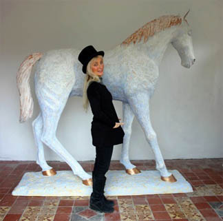 P.J.Crook with her horse sculpture