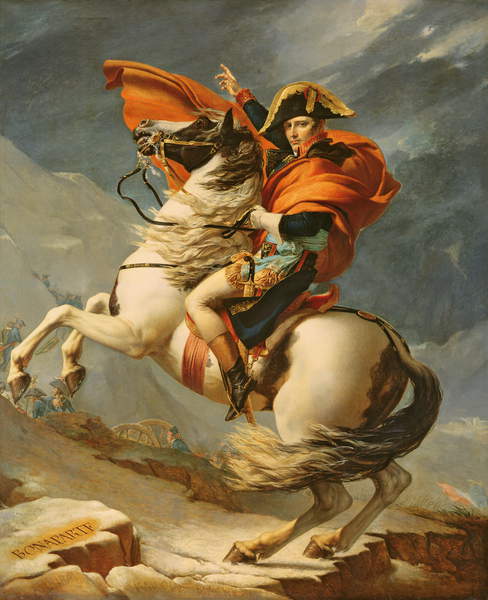 Napoleon Crossing the Alps on 20th May 1800, (oil on canvas), (workshop of) Jacques Louis David (1748-1825) / Château de Versailles, France