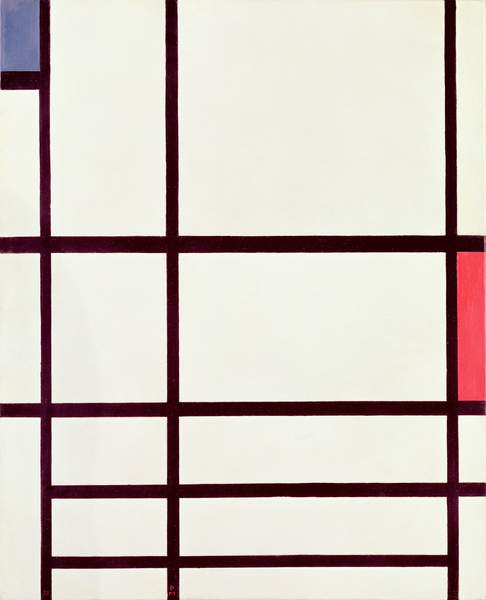  Composition in Red, Blue and White- II, 1937 (oil on canvas), Piet Mondrian, (1872-1944) / Musee National d'Art Moderne, Centre Pompidou, Paris, France / © Peter Willi / ©Mondrian/Holtzman Trust / Bridgeman Images